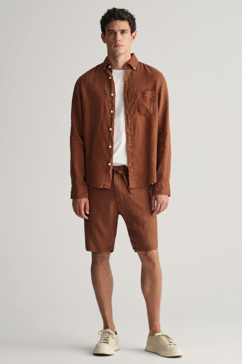 ŠORTKY GANT RELAXED LINEN DS SHORTS COGNAC BROWN
