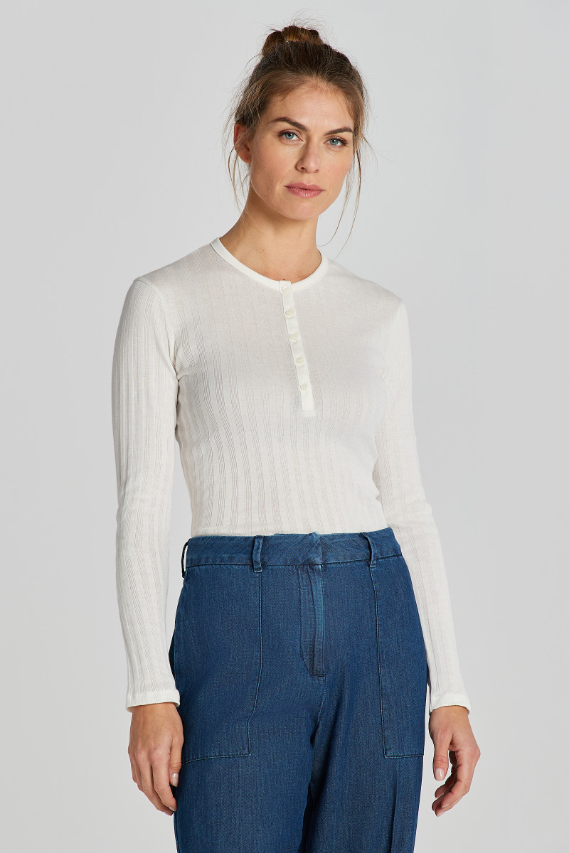 E-shop TRIČKO GANT RIBBED LS HENLEY EGGSHELL