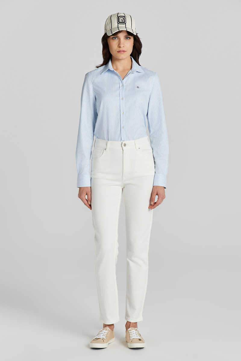 DŽÍNY GANT SLIM CROPPED WHITE JEANS EGGSHELL