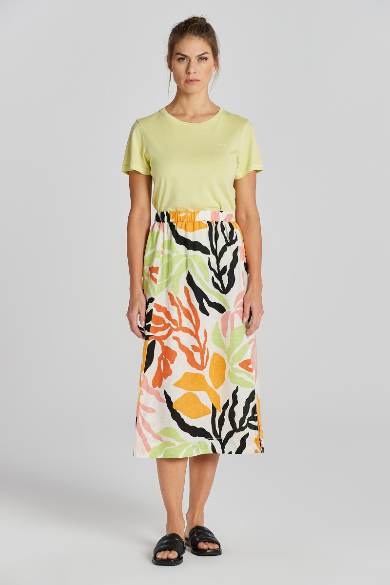 SUKNĚ GANT REL MID PALM PRINT LINEN SKIRT MEDAL YELLOW