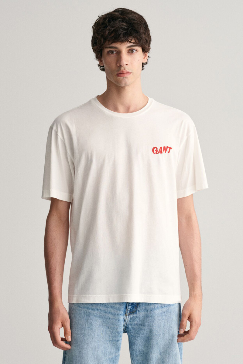 E-shop TRIČKO GANT WASHED GRAPHIC SS T-SHIRT EGGSHELL