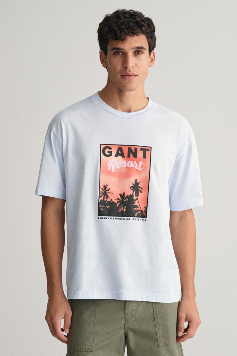 E-shop TRIČKO GANT WASHED GRAPHIC SS T-SHIRT LIGHT BLUE