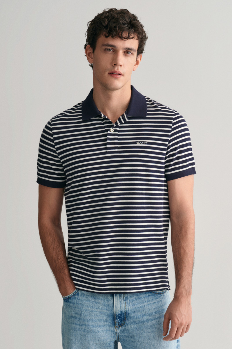 POLOKOŠILE GANT STRIPED SS PIQUE POLO EVENING BLUE
