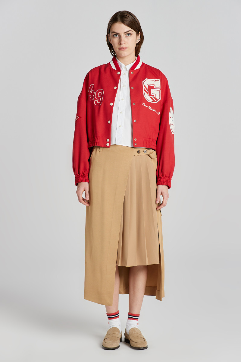 BUNDA GANT CROPPED VARSITY JACKET BRIGHT RED