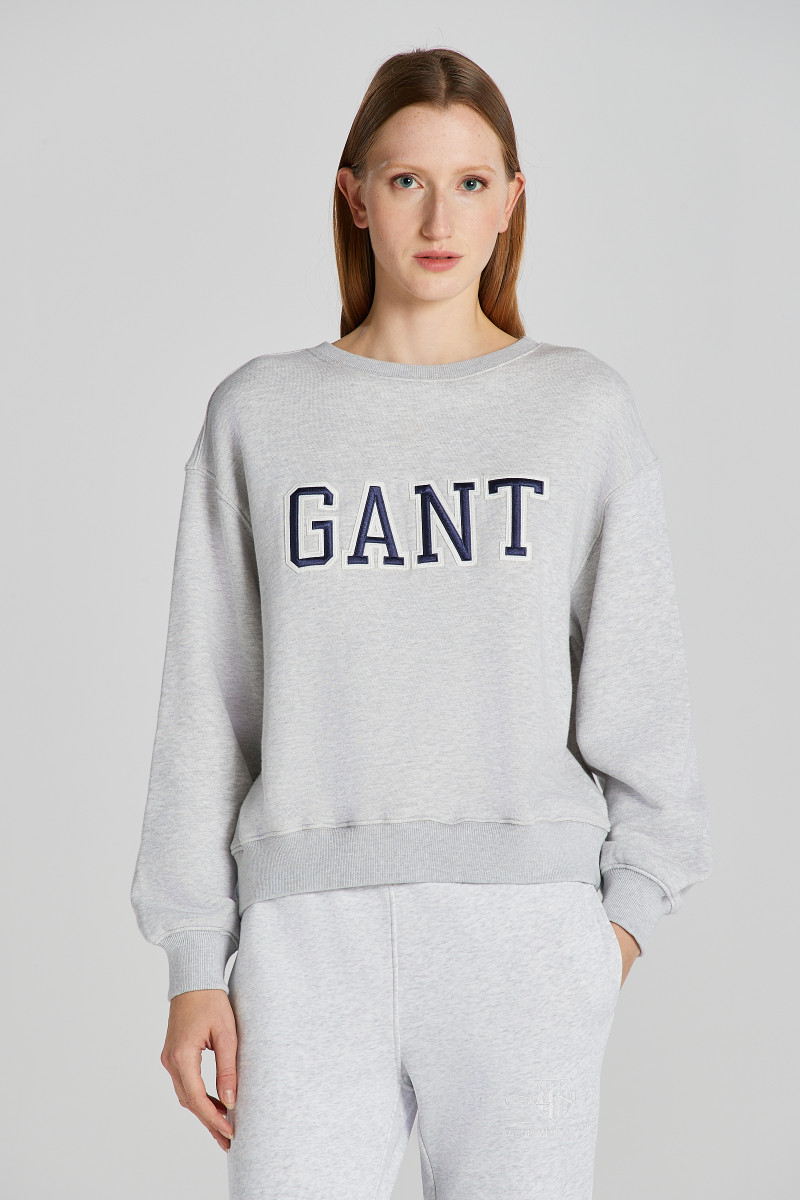 E-shop MIKINA GANT LOGO C-NECK SWEAT PALE GREY MELANGE