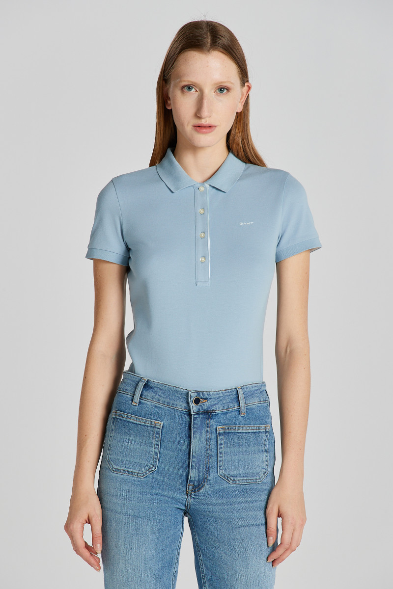 E-shop POLOKOŠILE GANT CONTRAST COLLAR SS PIQUE POLO DOVE BLUE