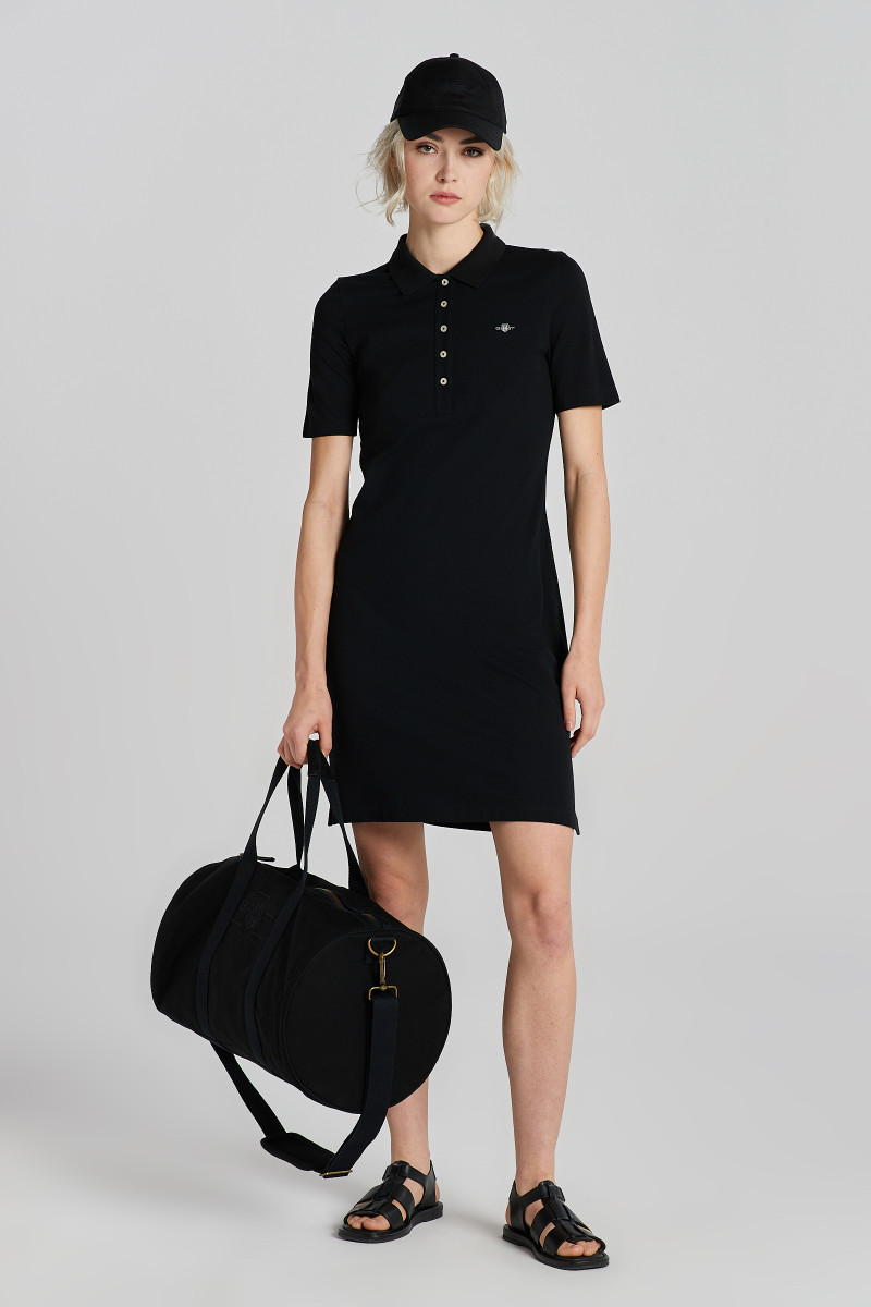 E-shop ŠATY GANT SLIM SHIELD SS PIQUE POLO DRESS BLACK