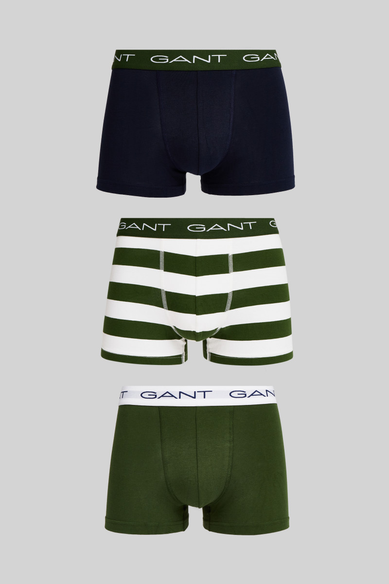 SPODNÁ BIELIZEŇ GANT STRIPE TRUNK 3-PACK PINE GREEN