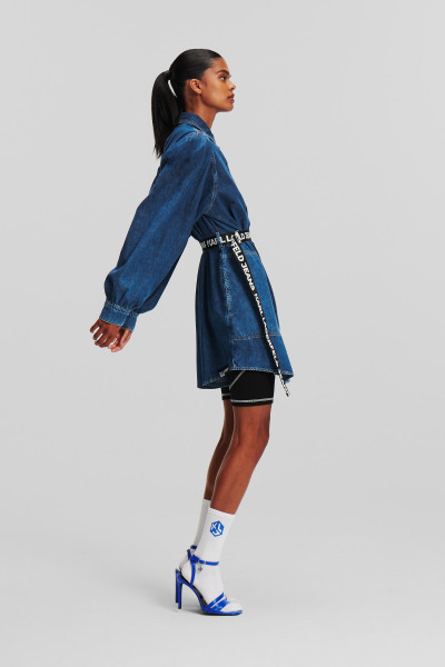 RUHA KARL LAGERFELD JEANS KLJ PUFF SLV BELT DENIM DRESS - Kép 2