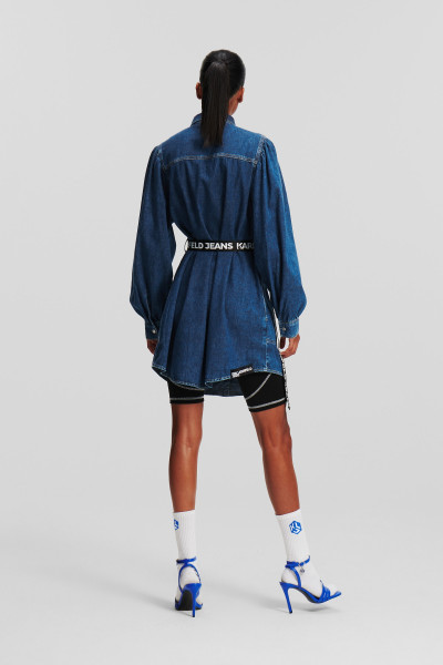 RUHA KARL LAGERFELD JEANS KLJ PUFF SLV BELT DENIM DRESS - Kép 3