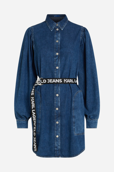 RUHA KARL LAGERFELD JEANS KLJ PUFF SLV BELT DENIM DRESS - Kép 5