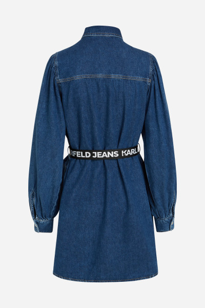 RUHA KARL LAGERFELD JEANS KLJ PUFF SLV BELT DENIM DRESS - Kép 6