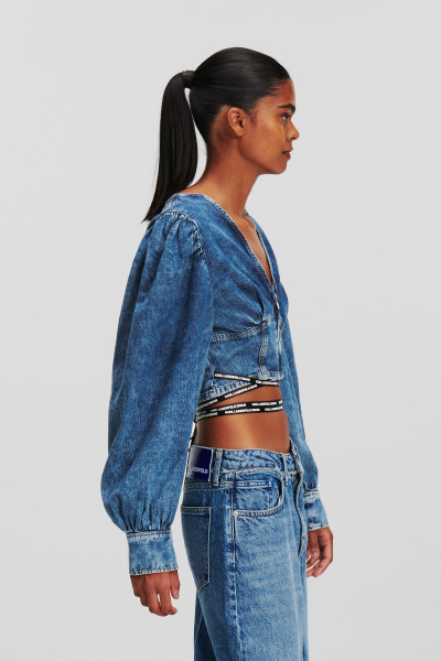 KOŠEĽA KARL LAGERFELD JEANS KLJ TIED DENIM SHIRT - Fotografia č. 3