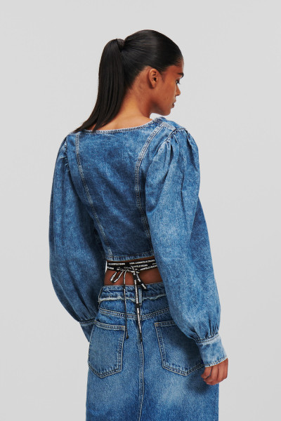 KOŠEĽA KARL LAGERFELD JEANS KLJ TIED DENIM SHIRT - Fotografia č. 4