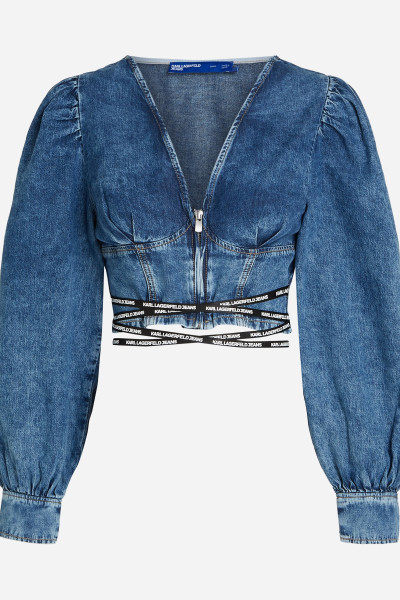 KOŠEĽA KARL LAGERFELD JEANS KLJ TIED DENIM SHIRT - Fotografia č. 5