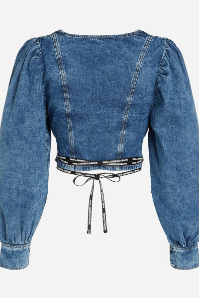 KOŠEĽA KARL LAGERFELD JEANS KLJ TIED DENIM SHIRT - Fotografia č. 6