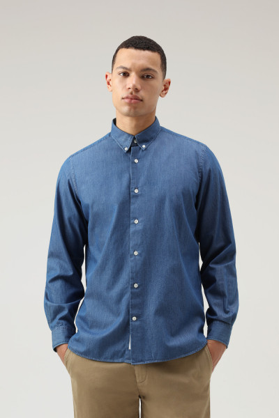 KOŠEĽA WOOLRICH CLASSIC INDIGO SHIRT - Fotografia č. 1