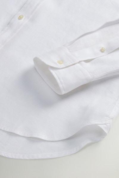 KOŠILE WOOLRICH BAND COLLAR LINEN SHIRT - Fotografie č. 7