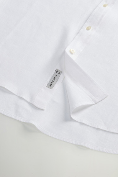 KOŠILE WOOLRICH BAND COLLAR LINEN SHIRT - Fotografie č. 8