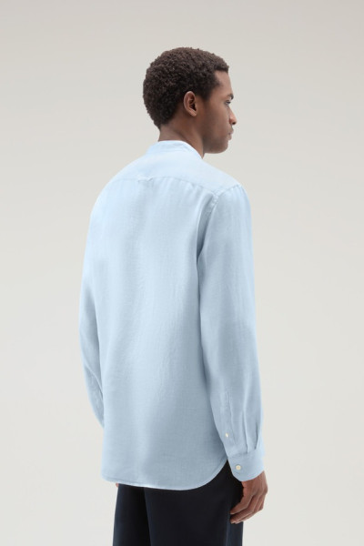 KOŠEĽA WOOLRICH BAND COLLAR LINEN SHIRT - Fotografia č. 3