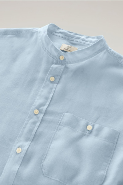 KOŠEĽA WOOLRICH BAND COLLAR LINEN SHIRT - Fotografia č. 6
