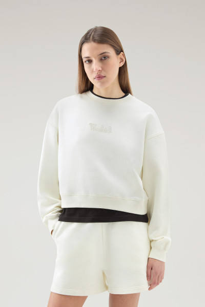 MIKINA WOOLRICH COTTON FLEECE LOGO CREWNECK - Fotografia č. 1