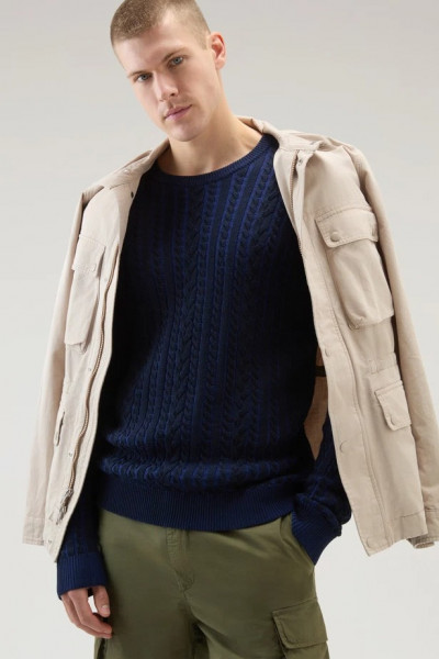 PULÓVER WOOLRICH VANISE CABLE CREWNECK - Kép 4