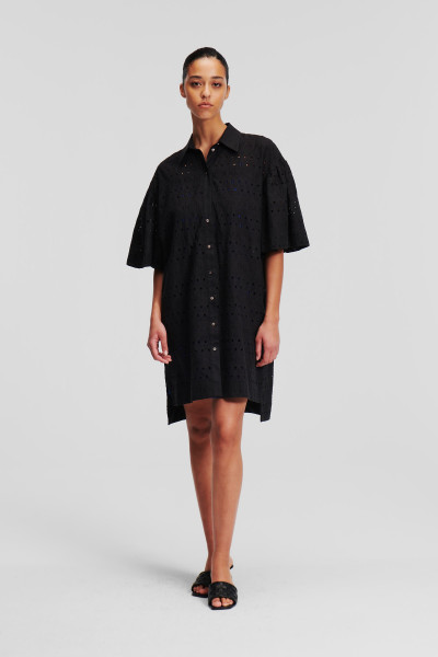 ŠATY KARL LAGERFELD SSLV EMBROIDERY SHIRT DRESS - Fotografie č. 1