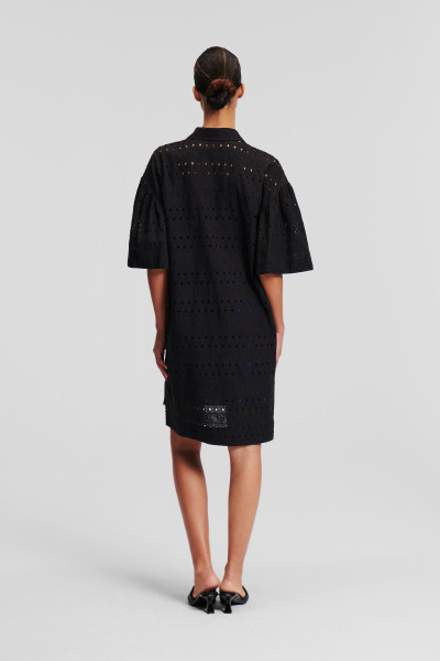 ŠATY KARL LAGERFELD SSLV EMBROIDERY SHIRT DRESS - Fotografie č. 2