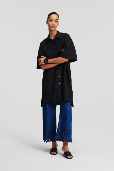 ŠATY KARL LAGERFELD SSLV EMBROIDERY SHIRT DRESS - Fotografie č. 3