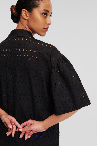 ŠATY KARL LAGERFELD SSLV EMBROIDERY SHIRT DRESS - Fotografie č. 4