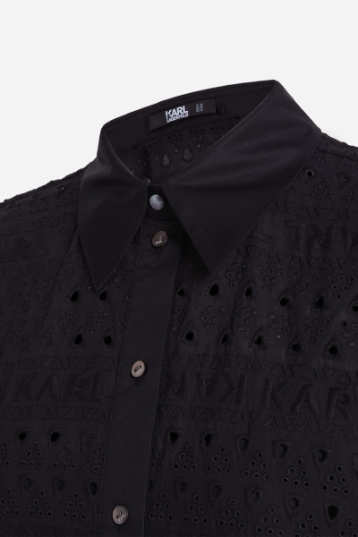 ŠATY KARL LAGERFELD SSLV EMBROIDERY SHIRT DRESS - Fotografie č. 7