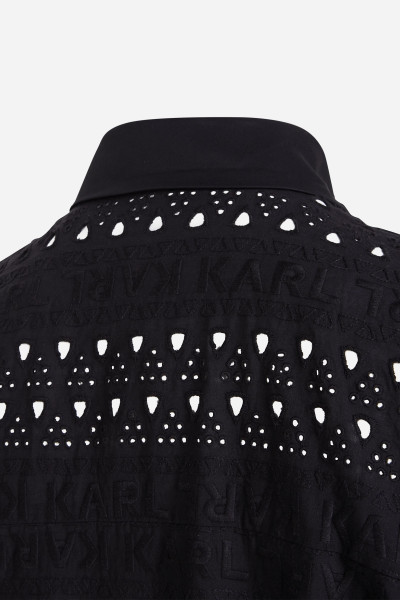 ŠATY KARL LAGERFELD SSLV EMBROIDERY SHIRT DRESS - Fotografie č. 8