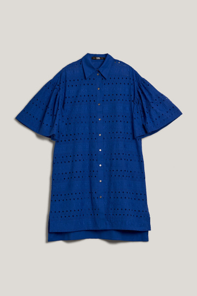 ŠATY KARL LAGERFELD SSLV EMBROIDERY SHIRT DRESS - Fotografie č. 1