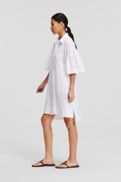 ŠATY KARL LAGERFELD SSLV EMBROIDERY SHIRT DRESS - Fotografie č. 2
