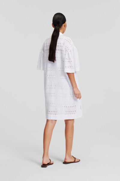 ŠATY KARL LAGERFELD SSLV EMBROIDERY SHIRT DRESS - Fotografie č. 3