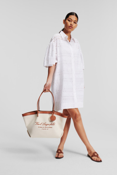 ŠATY KARL LAGERFELD SSLV EMBROIDERY SHIRT DRESS - Fotografie č. 4