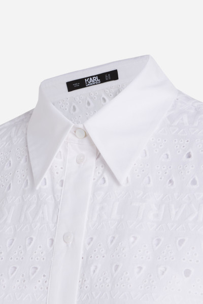 ŠATY KARL LAGERFELD SSLV EMBROIDERY SHIRT DRESS - Fotografie č. 7