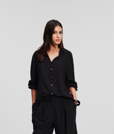 KOŠILE KARL LAGERFELD LINEN BLEND SHIRT - Fotografie č. 9
