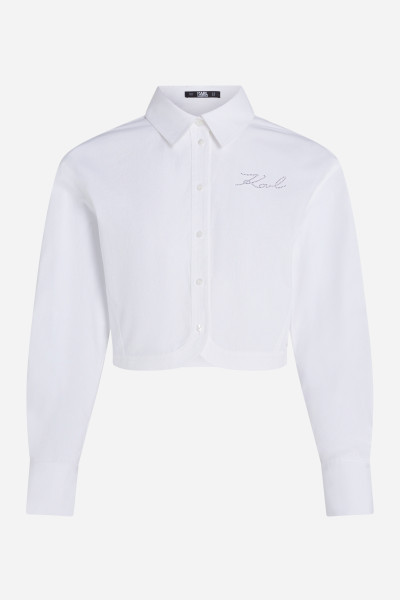 KOŠILE KARL LAGERFELD CROP POPLIN SHIRT - Fotografie č. 5