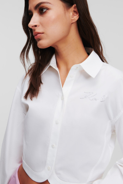 KOŠILE KARL LAGERFELD CROP POPLIN SHIRT - Fotografie č. 4