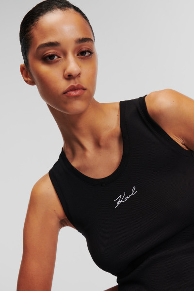 TOP KARL LAGERFELD LOGO RIB TANK TOP - Fotografia č. 4