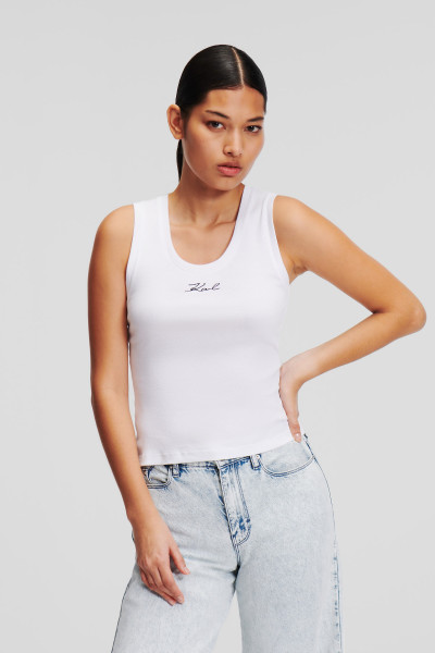 TOP KARL LAGERFELD LOGO RIB TANK TOP - Fotografia č. 1