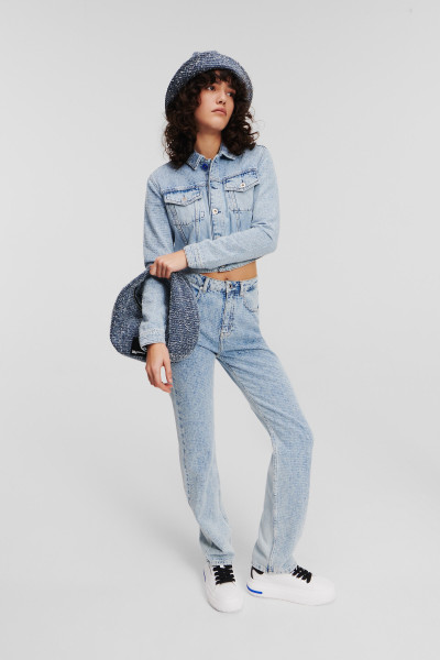 DŽÍNY KARL LAGERFELD JEANS KLJ HR STRAIGHT BOUCLE DENIM - Fotografie č. 1