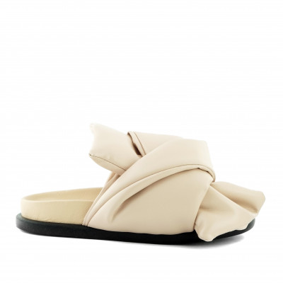 PANTOFLE NO21 PADDED BOW-EMBELLISHED LEATHER FUSSBETT SLIDES - Fotografie č. 1