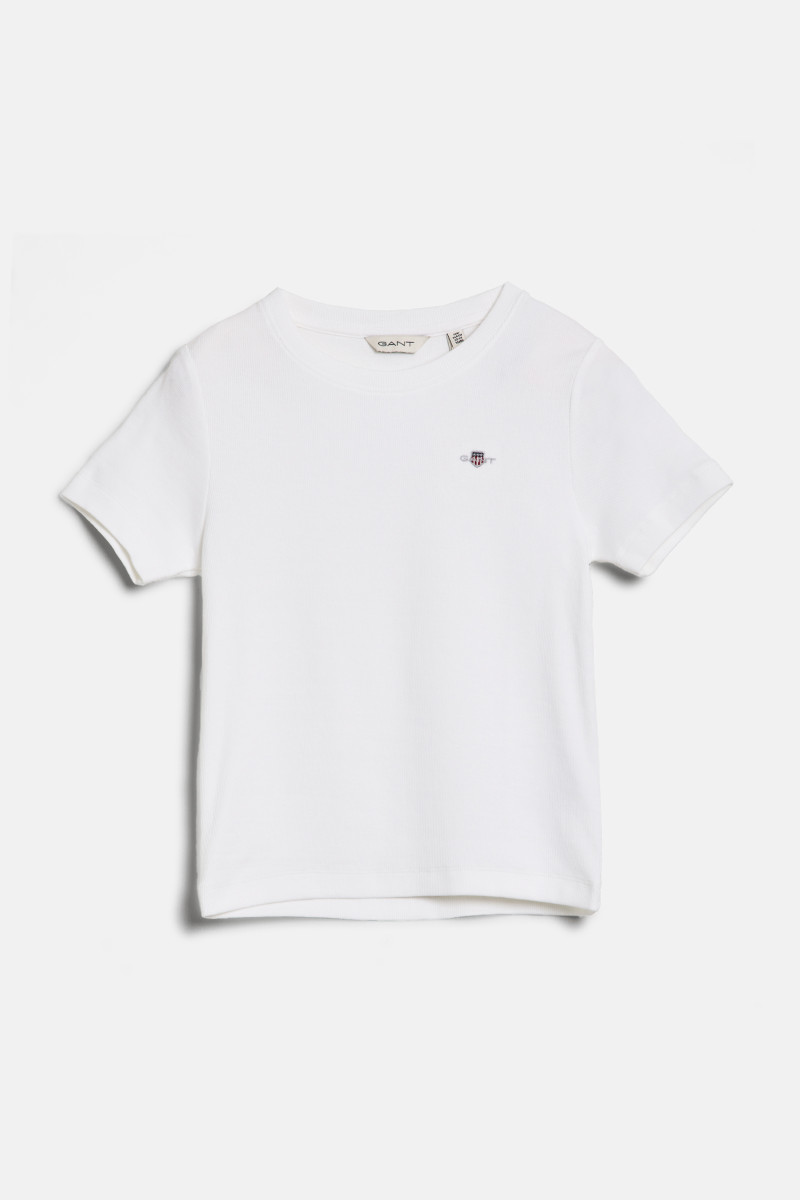 TRIČKO GANT SHIELD SLIM RIBBED T-SHIRT WHITE