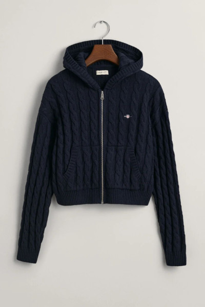 KARDIGAN GANT SHIELD CROPPED CABLE ZIP HOODIE - Fotografie č. 5