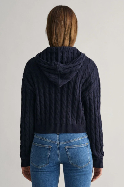KARDIGAN GANT SHIELD CROPPED CABLE ZIP HOODIE - Fotografie č. 3