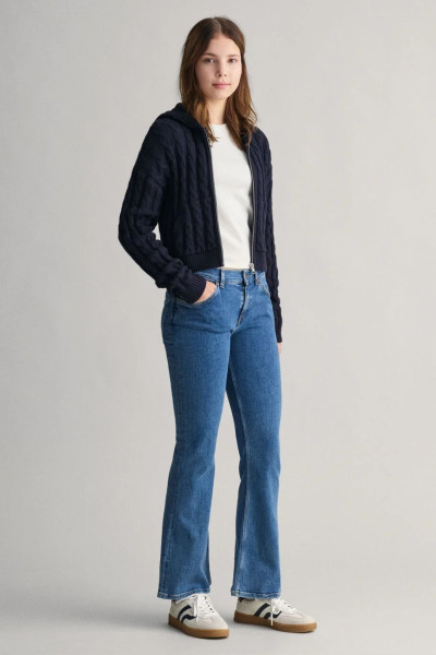 KARDIGAN GANT SHIELD CROPPED CABLE ZIP HOODIE - Fotografie č. 2