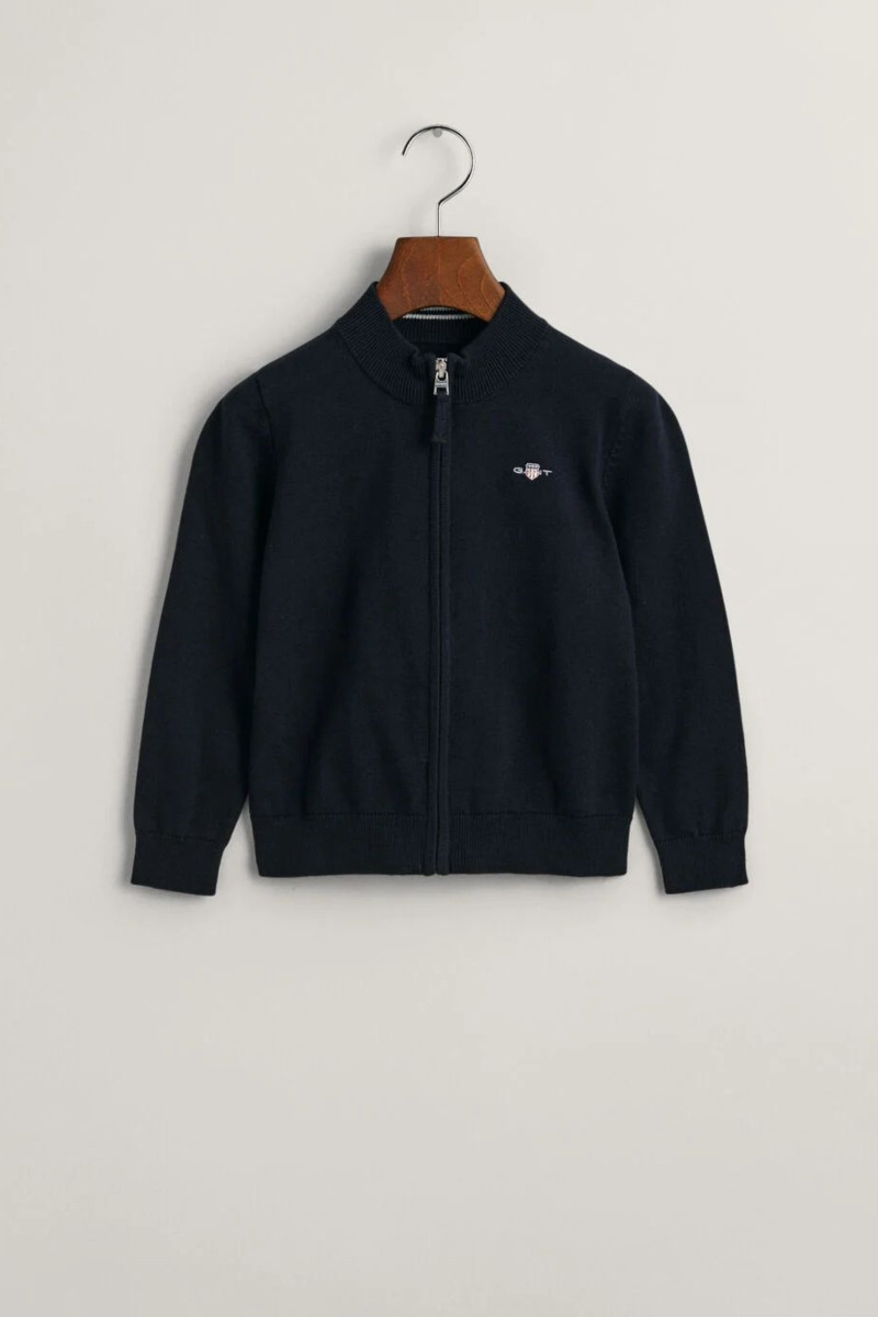 KARDIGAN GANT SHIELD COTTON ZIP CARDIGAN EVENING BLUE